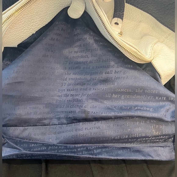 👜 💙 Kate Spade Cameron Navy & Almond Satchel | Two-Tone Pebbled Leather - Picture 3 of 16